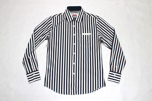 Men's cotton printed striped long-sleeved shirt